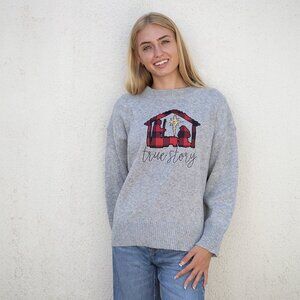 Embellished True Story Sweater, Heather Grey, 2XL - Brand New with Tags